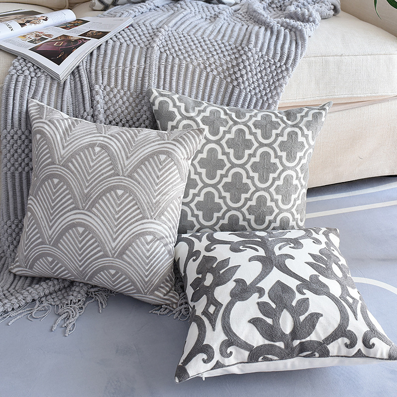 Nordic Geometric Embroidery Cushion Cover,  Blended  Home Decor Cushion Cover /