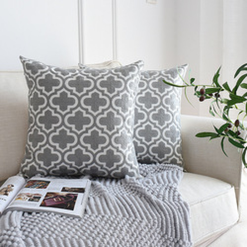 Nordic Geometric Embroidery Cushion Cover,  Blended  Home Decor Cushion Cover /