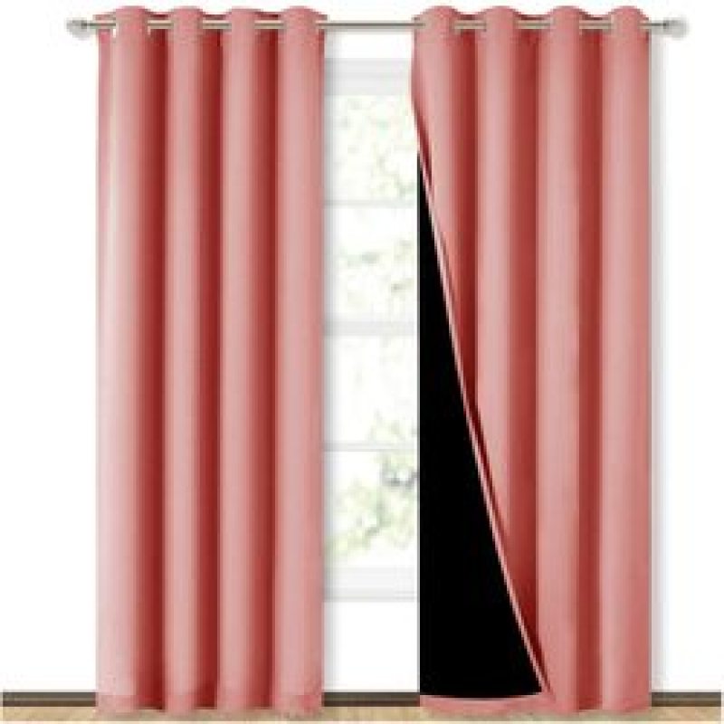 Cross-border hot sale Blackout Curtains, Pure color Blackout Draperies with Black Liner#