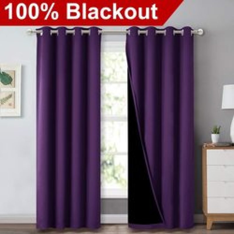 Cross-border hot sale Blackout Curtains, Pure color Blackout Draperies with Black Liner#
