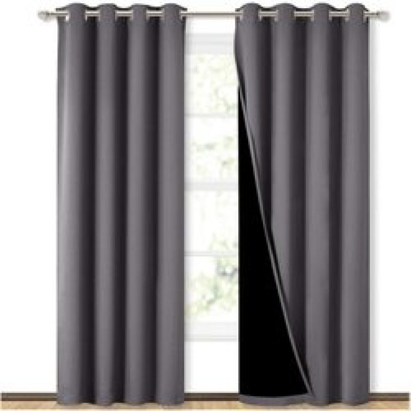 Cross-border hot sale Blackout Curtains, Pure color Blackout Draperies with Black Liner#