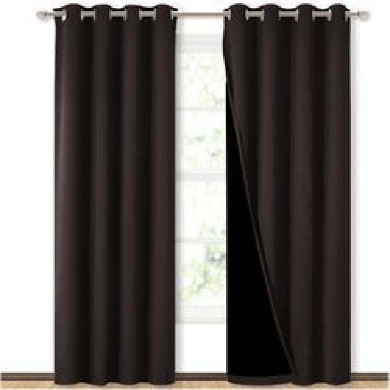 Cross-border hot sale Blackout Curtains, Pure color Blackout Draperies with Black Liner#
