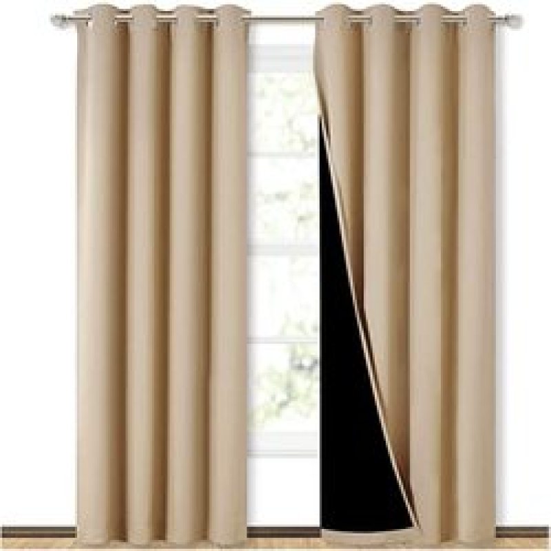 Cross-border hot sale Blackout Curtains, Pure color Blackout Draperies with Black Liner#