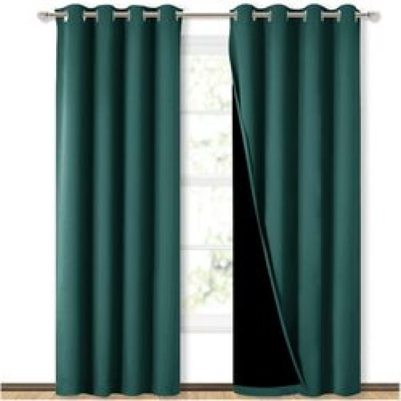 Cross-border hot sale Blackout Curtains, Pure color Blackout Draperies with Black Liner#