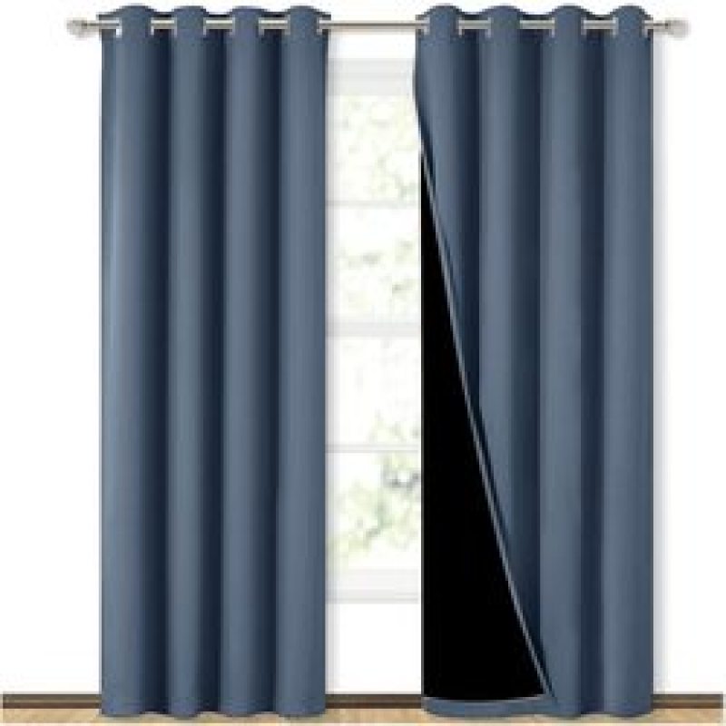 Cross-border hot sale Blackout Curtains, Pure color Blackout Draperies with Black Liner#