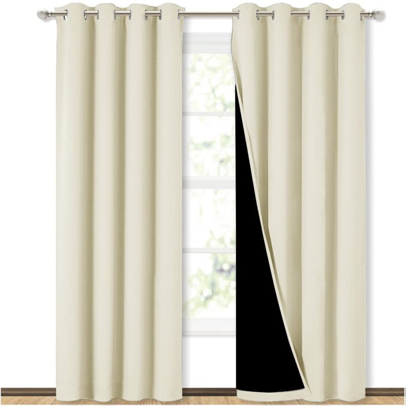 Cross-border hot sale Blackout Curtains, Pure color Blackout Draperies with Black Liner#