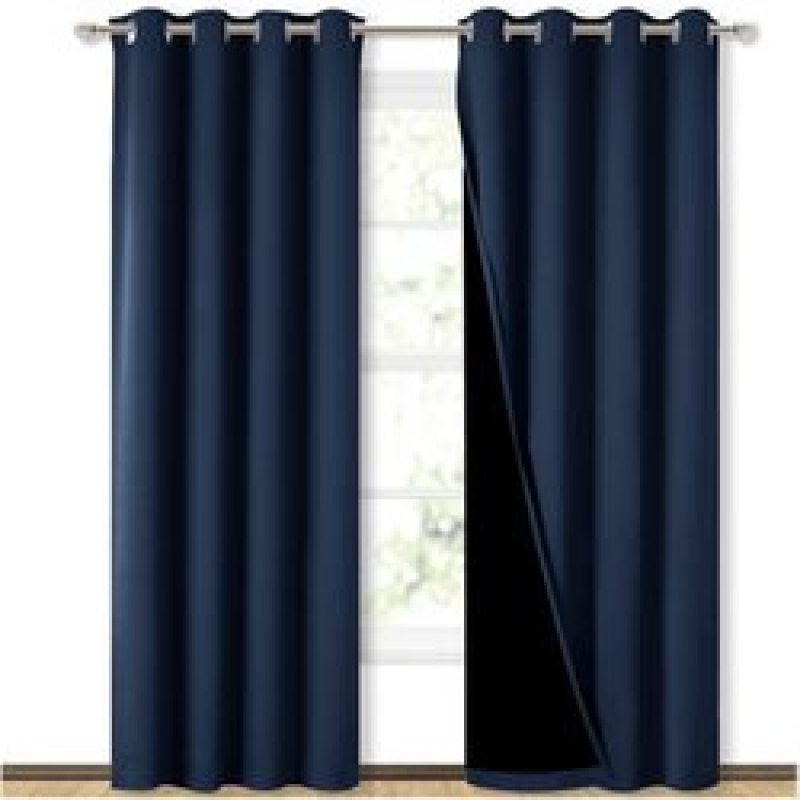 Cross-border hot sale Blackout Curtains, Pure color Blackout Draperies with Black Liner#
