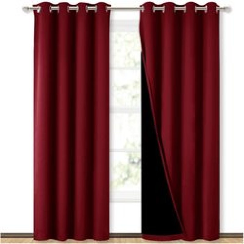 Cross-border hot sale Blackout Curtains, Pure color Blackout Draperies with Black Liner#