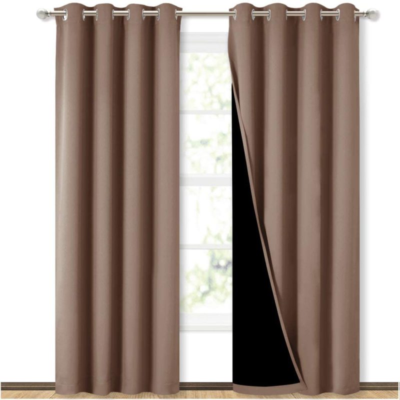 Cross-border hot sale Blackout Curtains, Pure color Blackout Draperies with Black Liner#