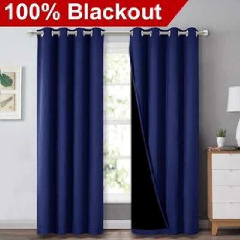 Cross-border hot sale Blackout Curtains, Pure color Blackout Draperies with Black Liner#
