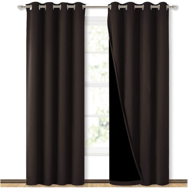 Cross-border hot sale Blackout Curtains, Pure color Blackout Draperies with Black Liner#