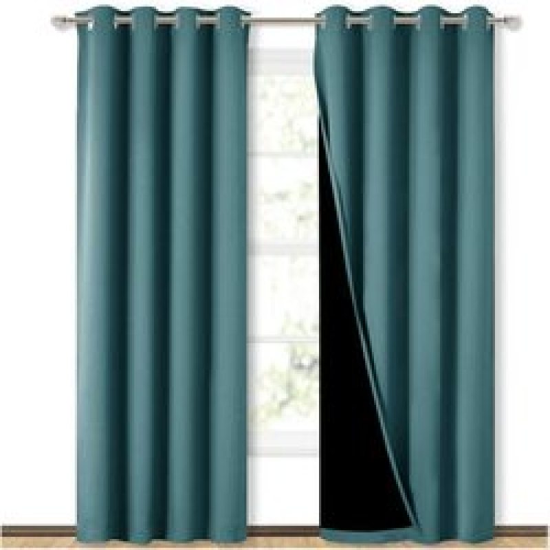 Cross-border hot sale Blackout Curtains, Pure color Blackout Draperies with Black Liner#