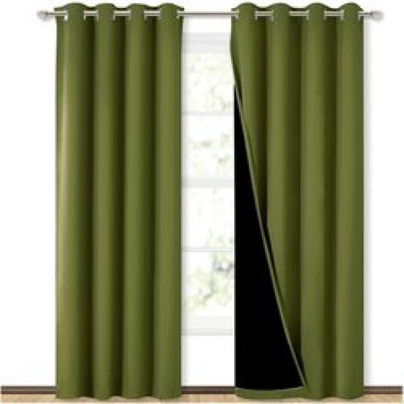 Cross-border hot sale Blackout Curtains, Pure color Blackout Draperies with Black Liner#
