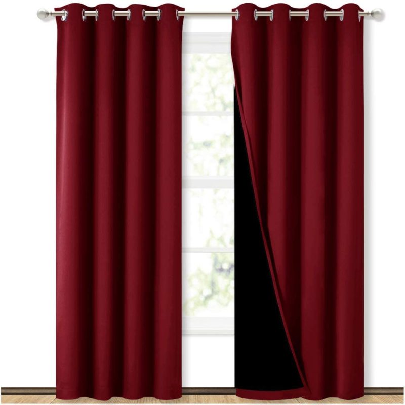 Cross-border hot sale Blackout Curtains, Pure color Blackout Draperies with Black Liner#