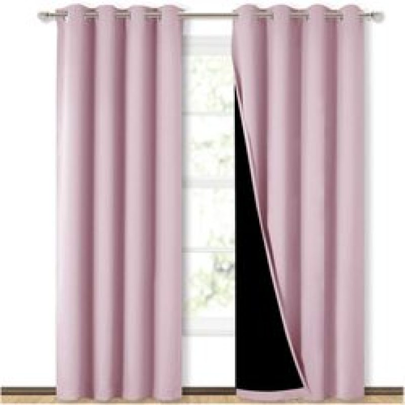 Cross-border hot sale Blackout Curtains, Pure color Blackout Draperies with Black Liner#