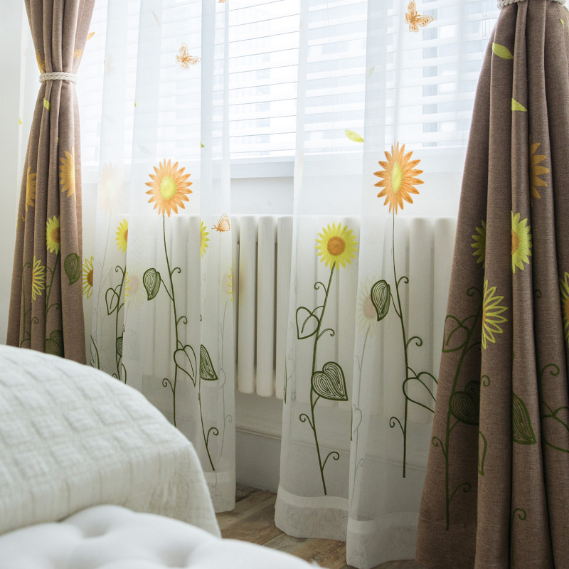 China Suppliers Embroidered Floral Sheer Curtain Fabric Air Curtain,Luxury Curtains Designs Kids Bed Decorativas Curtains#