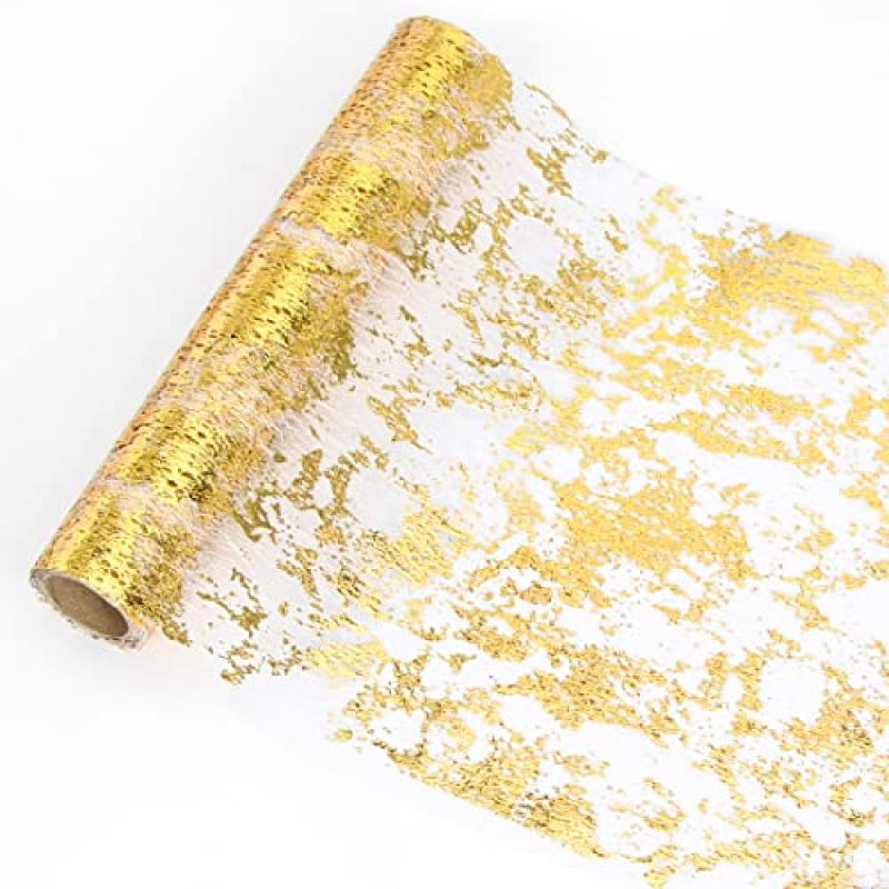Versatile Golden Pink Table Runner Roll, 28 cm x 10 m Wedding Table Cloth for Wedding Party&