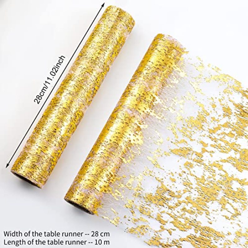 Versatile Golden Pink Table Runner Roll, 28 cm x 10 m Wedding Table Cloth for Wedding Party&
