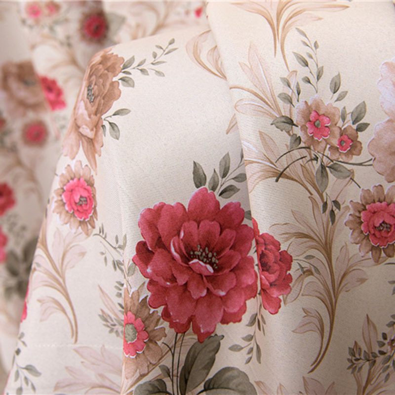 home textile tie back flower print curtain fabric,red modern floral window curtain for the living room