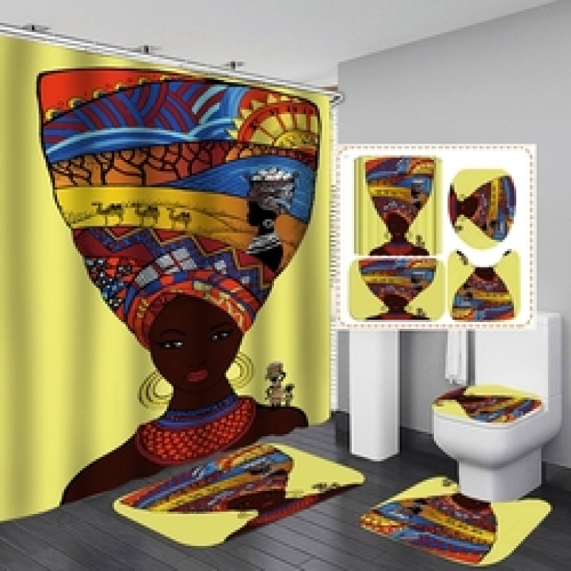 Design Print Shower Curtain Amazon polyester afro girl shower curtain bathroom curtain