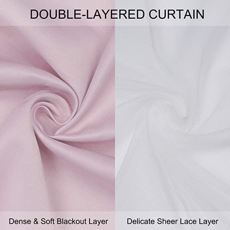 Window Curtains with Sheer - Blackout Curtains & Draperies Panels for Bedroom/Living/Dining Room