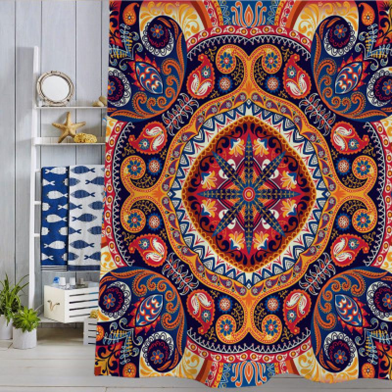 Western Style Shower Curtain Thick Waterproof And Mildewproof, Shower Curtain European Style Polyester Printing/