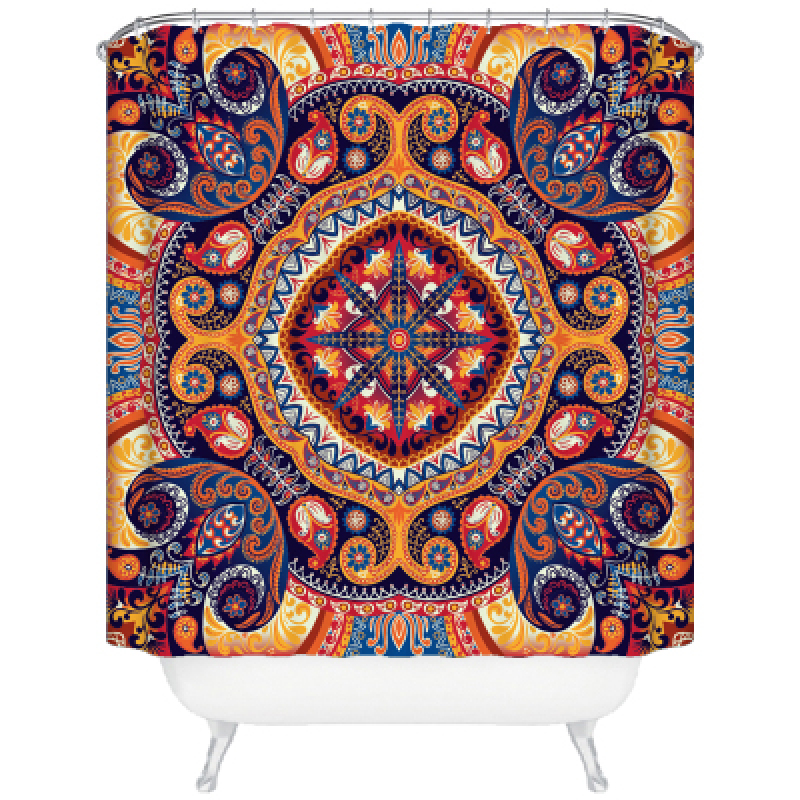 Western Style Shower Curtain Thick Waterproof And Mildewproof, Shower Curtain European Style Polyester Printing/