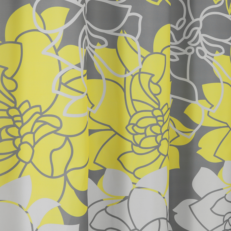 Hookless Yellow Flower Digital Print Waterproof Shower Curtain liner hookless shower curtains shower curtain