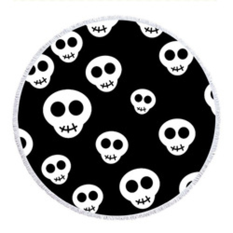 OEM Custom Microfiber Beach Towel, Round Skeleton Print Poncho, Tassel Beach Towel#