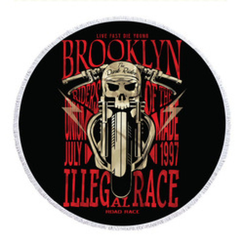 OEM Custom Microfiber Beach Towel, Round Skeleton Print Poncho, Tassel Beach Towel#