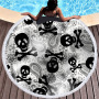 OEM Custom Microfiber Beach Towel, Round Skeleton Print Poncho, Tassel Beach Towel#