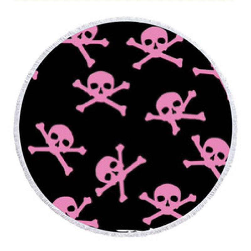 OEM Custom Microfiber Beach Towel, Round Skeleton Print Poncho, Tassel Beach Towel#
