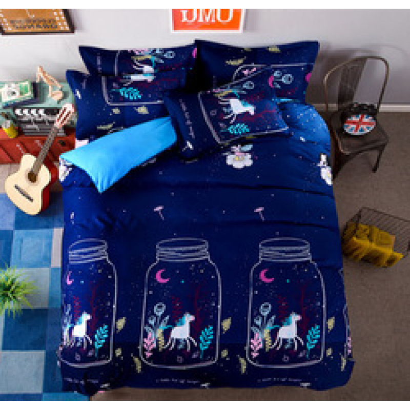Four-Piece Set Of Bedding-Like Cotton-Like Skin-Friendly Cotton Bedding On A White Background/