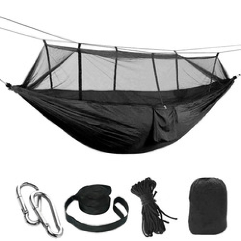 Wholesale Nylon outdoor tear-proof anti-rollover camping 210T parachute cloth Outdoor mosquito net hammock Comes