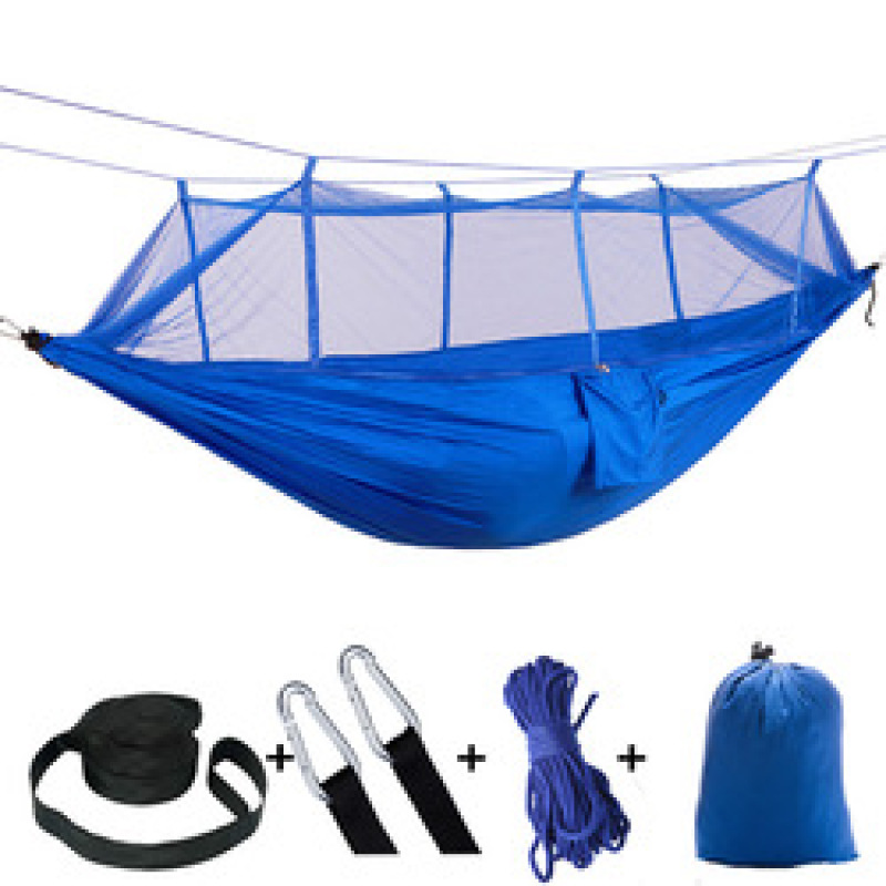 Wholesale Nylon outdoor tear-proof anti-rollover camping 210T parachute cloth Outdoor mosquito net hammock Comes