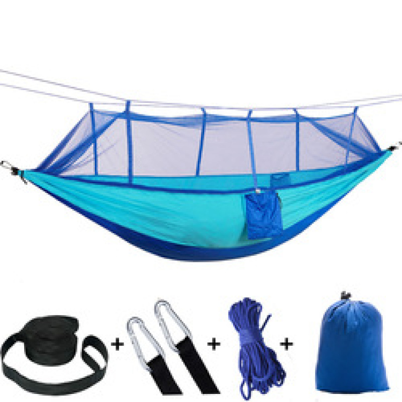 Wholesale Nylon outdoor tear-proof anti-rollover camping 210T parachute cloth Outdoor mosquito net hammock Comes