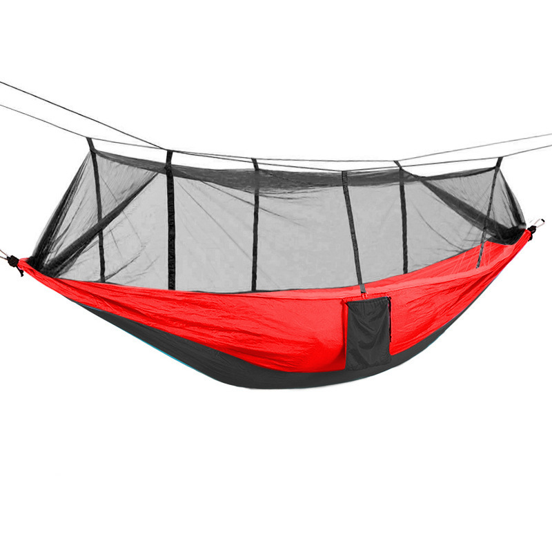 Wholesale Nylon outdoor tear-proof anti-rollover camping 210T parachute cloth Outdoor mosquito net hammock Comes