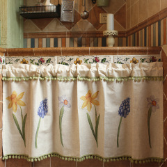 American Country Cotton And Linen Kitchen Curtain,  Short Curtain Kitchen Curtain#