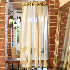 American Country Cotton And Linen Kitchen Curtain,  Short Curtain Kitchen Curtain#
