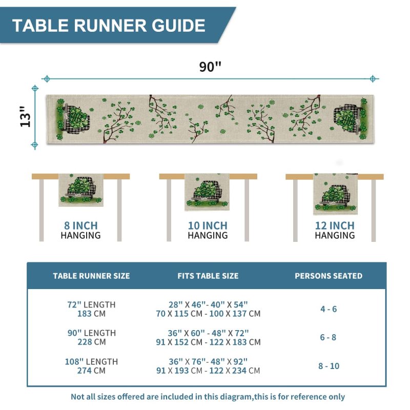 Lucky Shamrock Truck St. Patrick's Day Table Runner, Seasonal Spring Holiday Kitchen Dining Table Decoration for Indoor Outdoor#