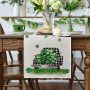 Lucky Shamrock Truck St. Patrick's Day Table Runner, Seasonal Spring Holiday Kitchen Dining Table Decoration for Indoor Outdoor#