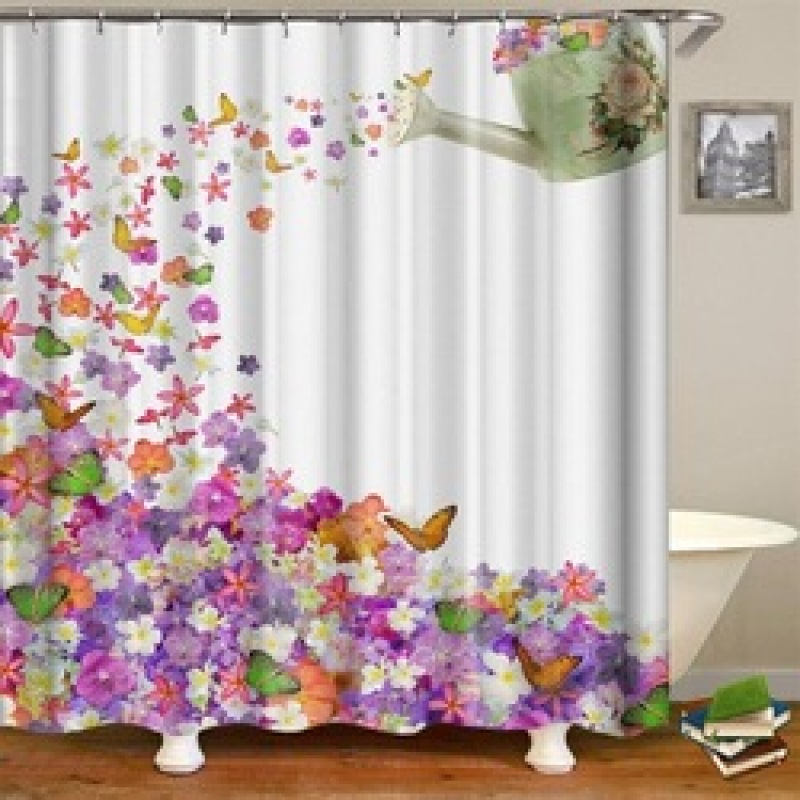 Wholesale Digital Printed Fabric Shower Curtain Set, 2019 Butterfly Shower Curtain/