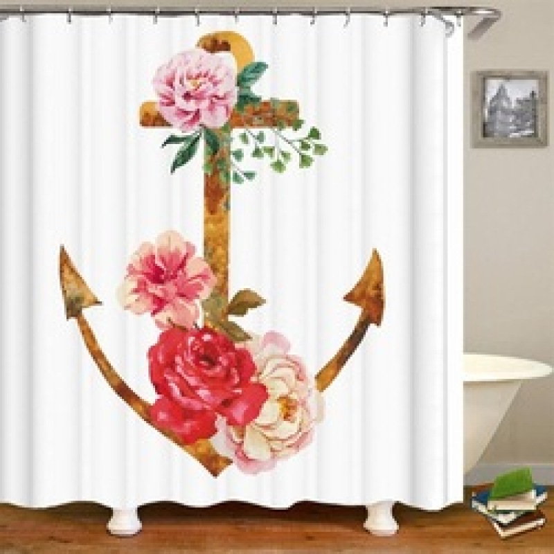 Wholesale Digital Printed Fabric Shower Curtain Set, 2019 Butterfly Shower Curtain/