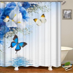 Wholesale Digital Printed Fabric Shower Curtain Set, 2019 Butterfly Shower Curtain/
