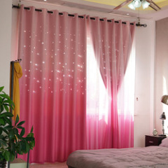 Wholesale Goods Color Gradually Change Double Layer Voile Curtain, New Laser Hollowing Out Blackout Curtain Panels/