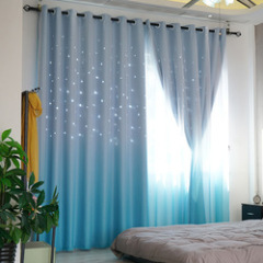 Wholesale Goods Color Gradually Change Double Layer Voile Curtain, New Laser Hollowing Out Blackout Curtain Panels/