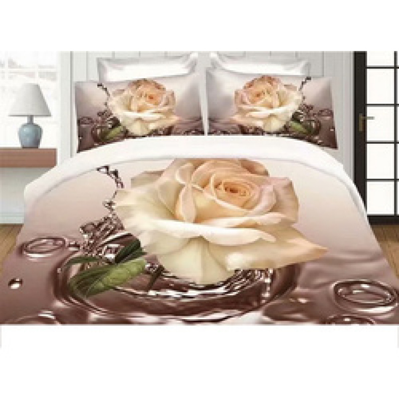 Wholesale Bedsheets 100% Cotton Bedding Comforter Sets, Red Rose Pattern Bedset Bedding Set/