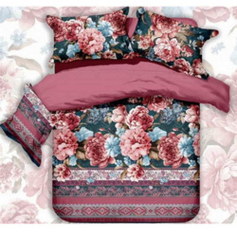 Wholesale Bedsheets 100% Cotton Bedding Comforter Sets, Red Rose Pattern Bedset Bedding Set/