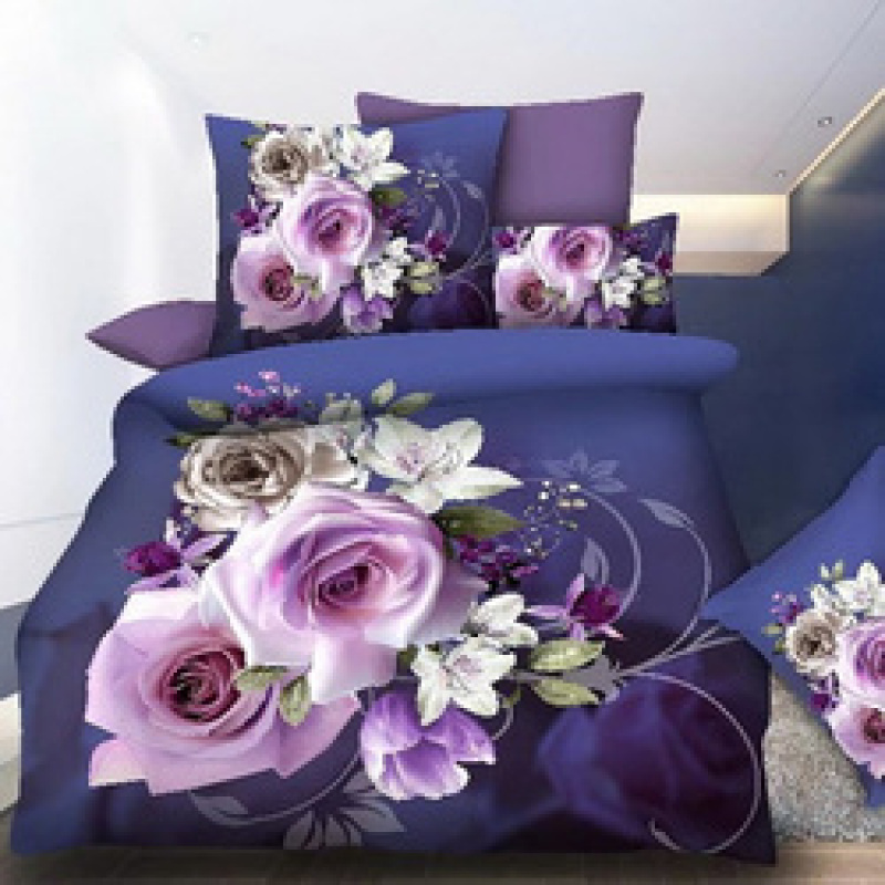 Wholesale Bedsheets 100% Cotton Bedding Comforter Sets, Red Rose Pattern Bedset Bedding Set/