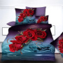 Wholesale Bedsheets 100% Cotton Bedding Comforter Sets, Red Rose Pattern Bedset Bedding Set/
